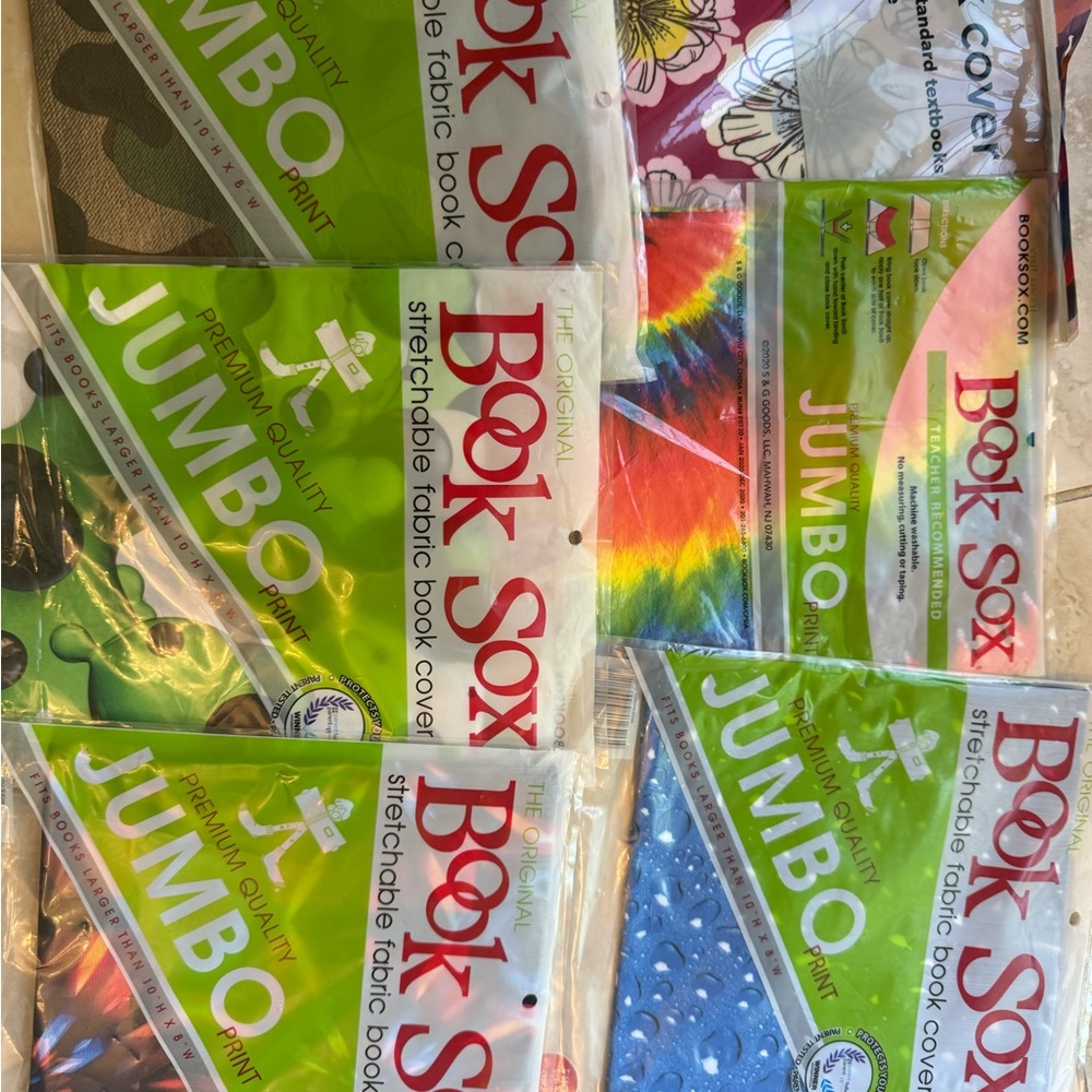 Colorful Stretchable Fabric Book Covers - set of 6